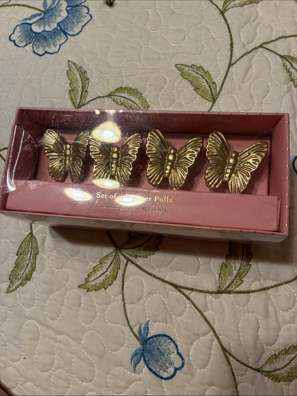 NIB- Butterfly Drawer Pulls - Gold Set of 4